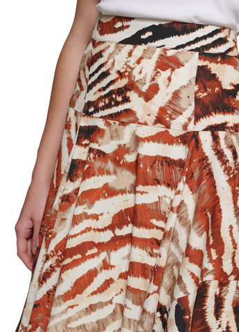 Коричневая кэжуал с абстрактным узором юбка Calvin Klein а-силуэта (трапеция)