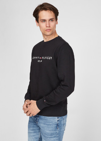 Чорний світшот Tommy Hilfiger однотонний вишивка (229855893)
