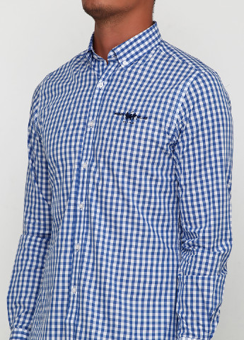 Темно-синяя кэжуал рубашка в клетку Harvey Miller с длинным рукавом