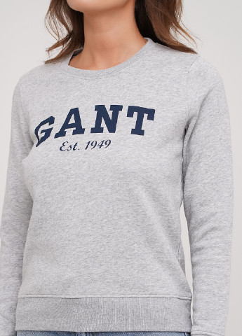 Gant світшот логотип світло-сірий кежуал трикотаж, бавовна