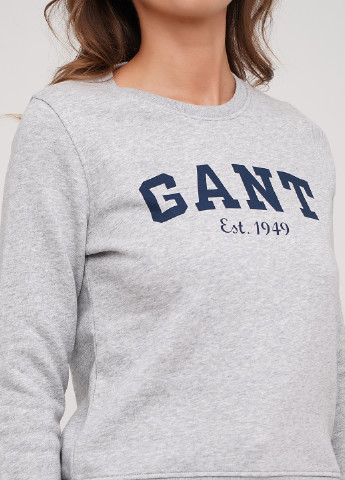 Gant світшот логотип світло-сірий кежуал трикотаж, бавовна