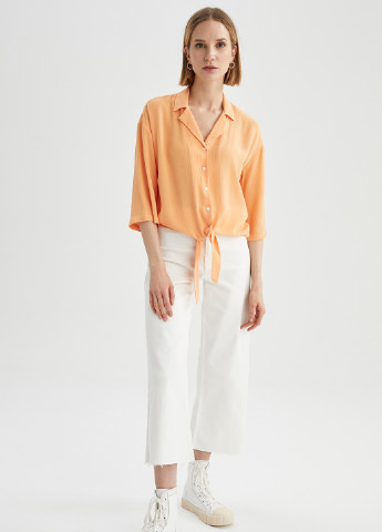 Светло-оранжевая кэжуал рубашка DeFacto