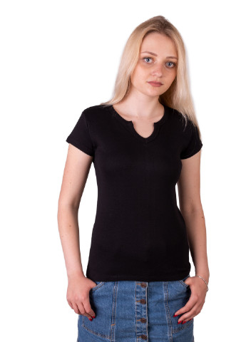 Чорна всесезон футболка жіноча Наталюкс 21-2383