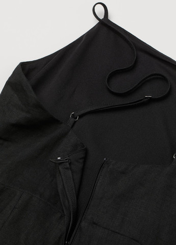 Комбинезон H&M комбинезон-брюки однотонный чёрный кэжуал лен