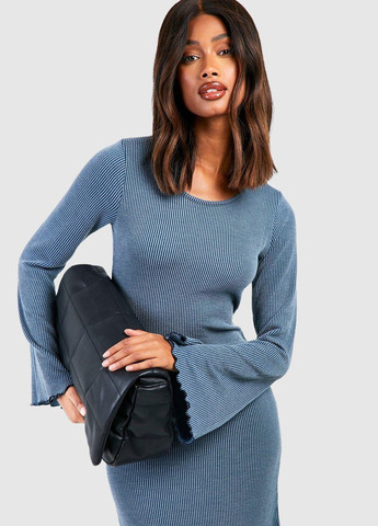 Темно-синее кэжуал платье футляр Boohoo однотонное