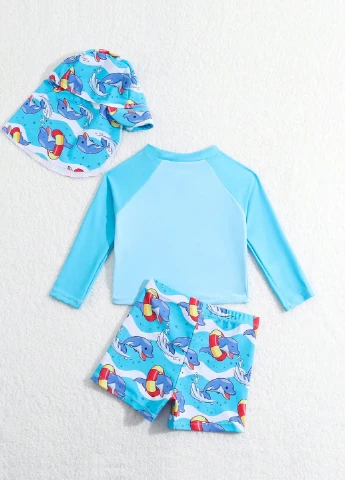 Купальный костюм (лонгслив, шорты, панама) SHEIN (331035275)