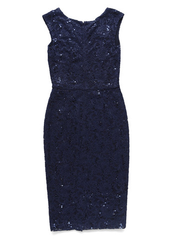 Темно-синя коктейльна, кежуал сукня футляр Swing однотонна