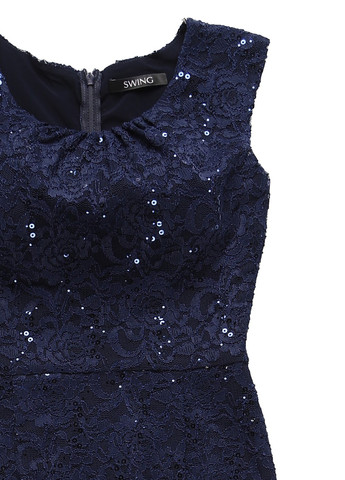 Темно-синя коктейльна, кежуал сукня футляр Swing однотонна