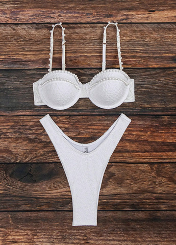 Белый летний купальник (бюстгалтер, трусики) раздельный SHEIN