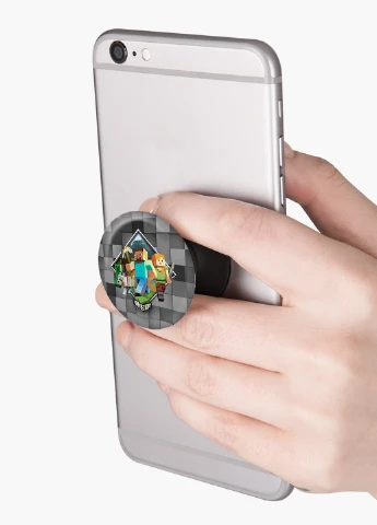 Попсокет (Popsockets) держатель для смартфона Майнкрафт (Minecraft) (8754-1175) Черный MobiPrint (216748354)