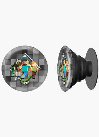 Попсокет (Popsockets) держатель для смартфона Майнкрафт (Minecraft) (8754-1175) Черный MobiPrint (216748354)