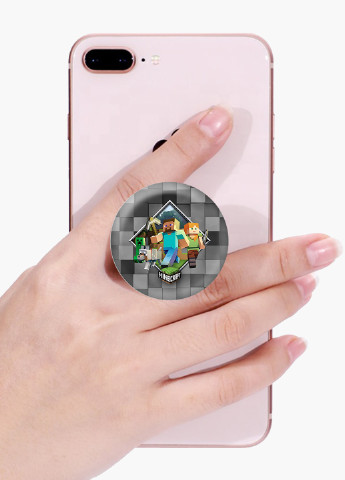 Попсокет (Popsockets) держатель для смартфона Майнкрафт (Minecraft) (8754-1175) Черный MobiPrint (216748354)