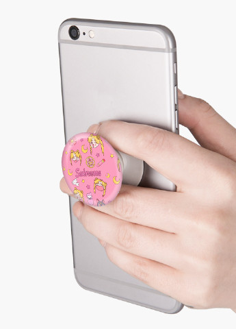 Попсокет (Popsockets) держатель для смартфона Сейлор Мун (Sailor Moon) (8754-2911) Черный MobiPrint (229014743)