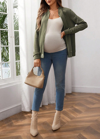 Бомбер для вагітних SHEIN на блискавці (331821845)