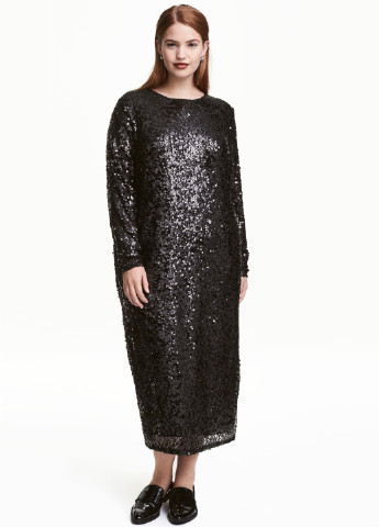 Чорна вечірня плаття, сукня оверсайз H&M однотонна