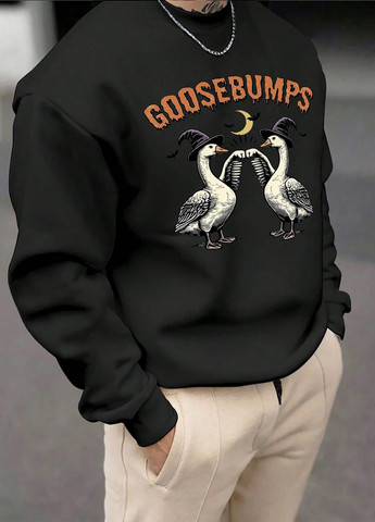 Черный свитшот SHEIN рисунок без декора (323262729)