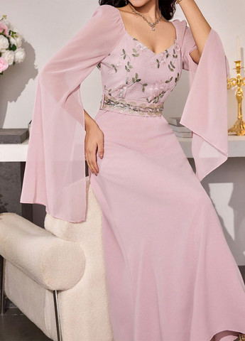 Блідо-рожева святковий, вечірня сукня а-силует SHEIN однотонна