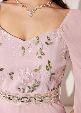 Блідо-рожева святковий, вечірня сукня а-силует SHEIN однотонна