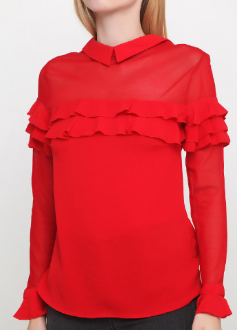 Красная кэжуал рубашка однотонная Sassofono