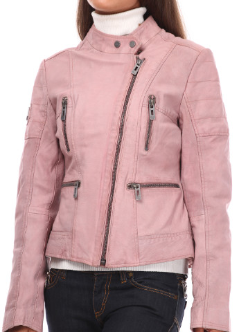 Розовая демисезонная куртка кожаная Maze