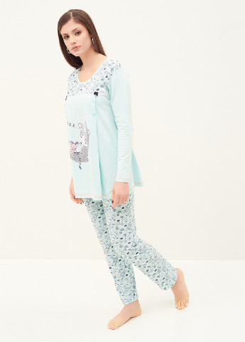 Мятная всесезон пижама (туника, брюки) Nicoletta