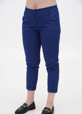 Синие кэжуал демисезонные зауженные, укороченные брюки Sisley