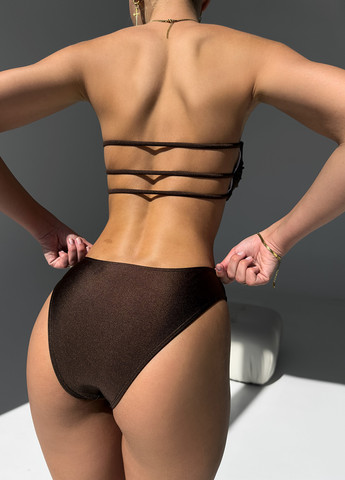 Темно-коричневий літній купальник (ліф, трусики) бандо, роздільний NOVA VEGA