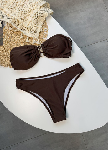 Темно-коричневий літній купальник (ліф, трусики) бандо, роздільний NOVA VEGA