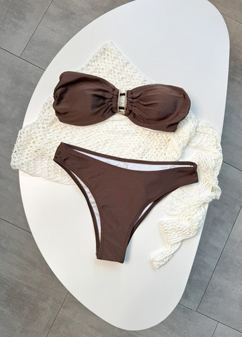 Темно-коричневий літній купальник (ліф, трусики) бандо, роздільний NOVA VEGA