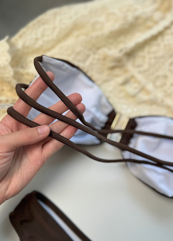 Темно-коричневий літній купальник (ліф, трусики) бандо, роздільний NOVA VEGA