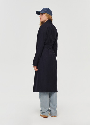 Темно-синее демисезонное Пальто двубортное House