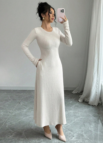 Кремова святковий, ділова, кежуал сукня а-силует SHEIN однотонна