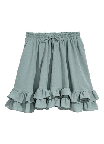 Серо-зеленая кэжуал юбка H&M клешированная