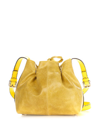 Сумка Genuine Leather сумка-мешок однотонная жёлтая кэжуал