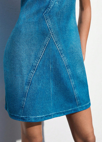 Синя кежуал сукня з відкритими плечима SHEIN з малюнком