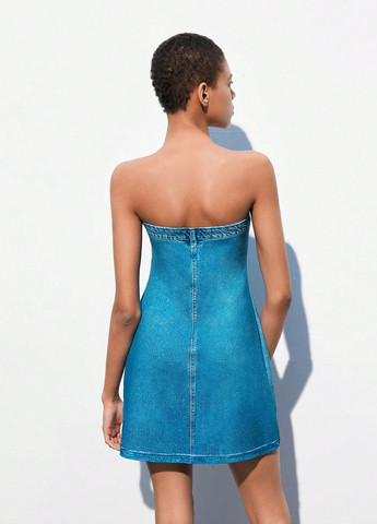 Синя кежуал сукня з відкритими плечима SHEIN з малюнком