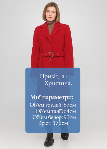 Червоне демісезонне Пальто однобортне Nina Vladi