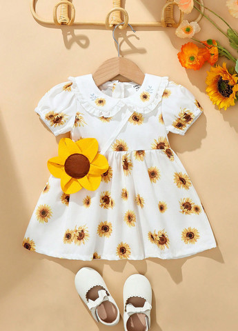 Молочный летний комплект (платье, сумка) SHEIN