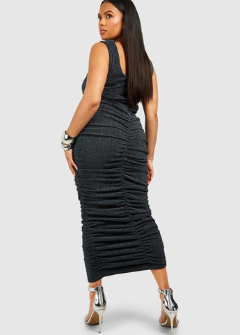 Чорна вечірня сукня футляр Boohoo однотонна