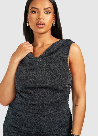 Чорна вечірня сукня футляр Boohoo однотонна