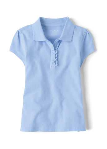 Голубой детская футболка-поло для девочки The Children's Place однотонная