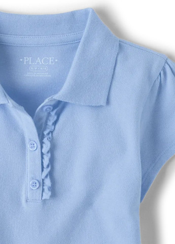 Голубой детская футболка-поло для девочки The Children's Place однотонная