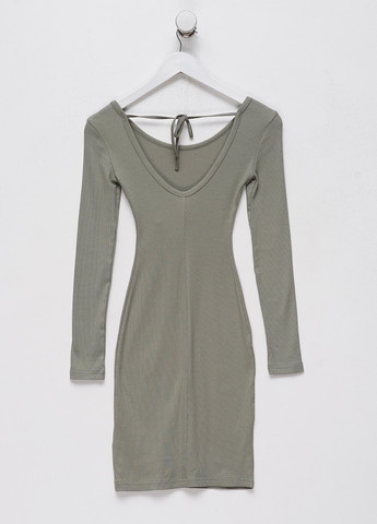 Серо-зеленое кэжуал платье а-силуэт, с открытой спиной H&M однотонное