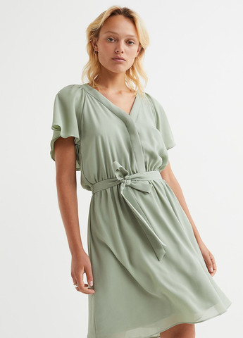 Светло-бирюзовое кэжуал платье клеш H&M однотонное