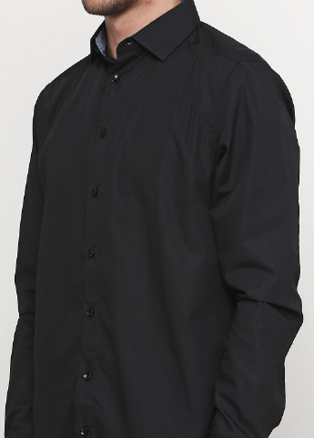 Черная кэжуал рубашка однотонная Tailored Originals с длинным рукавом