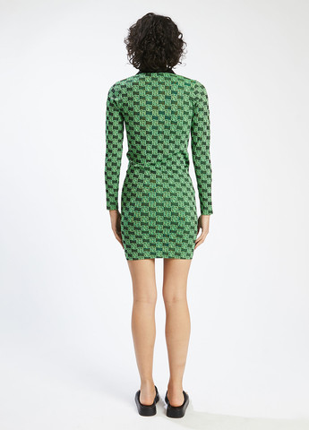 Темно-зеленое кэжуал платье поло Pimkie с геометрическим узором