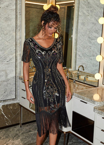 Чорна коктейльна сукня футляр SHEIN однотонна