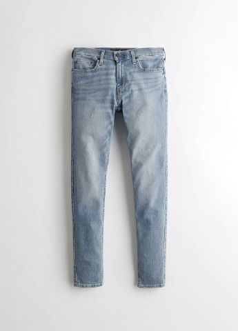 Голубые демисезонные скинни джинсы Hollister