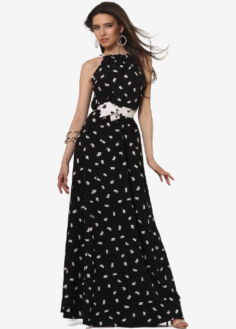 Черно-белое вечернее платье в стиле ампир Lila Kass в горошек