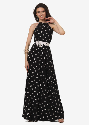 Чорно-білий вечірня сукня, сукня в стилі армпір Lila Kass в горошок